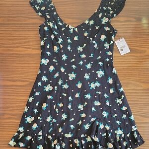 NWT -- FREE PEOPLE Women's Dress Black With Orange, Blue, Green Design | Size: S